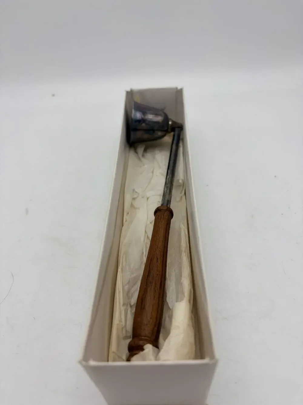VTG SilverPlated Candle Snuffer Wooden Handled International Silver Co.
